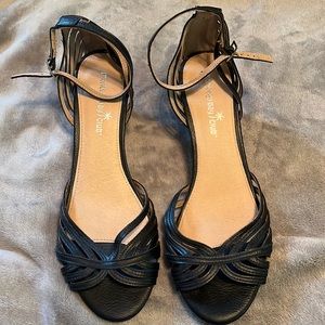 Size 10 Montego Bay Club Black Strap Wedges